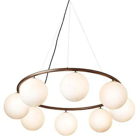 Nuura Miira 8 Circular Kattokruunu Tumma Pronssi / Opal Valkoinen