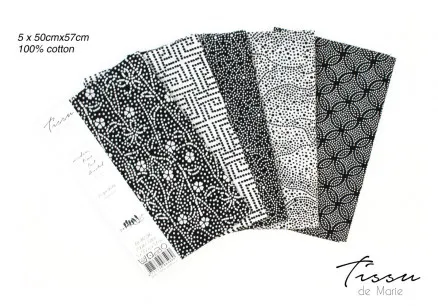 Tissu de Marie Fat Quarter Neutral Flower 50x57cm - 5 kpl