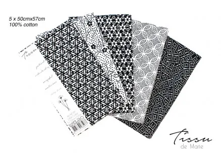 Tissu de Marie Fat Quarter Neutral Pearl 50x57cm - 5 kpl