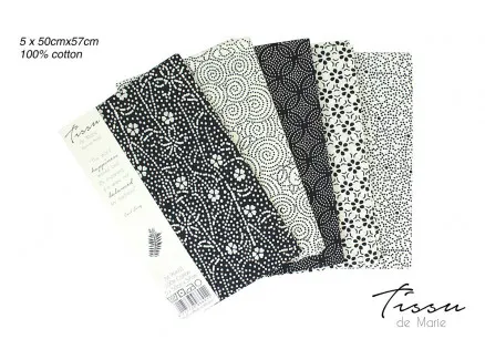 Tissu de Marie Fat Quarter Natur 50x57cm - 5 kpl